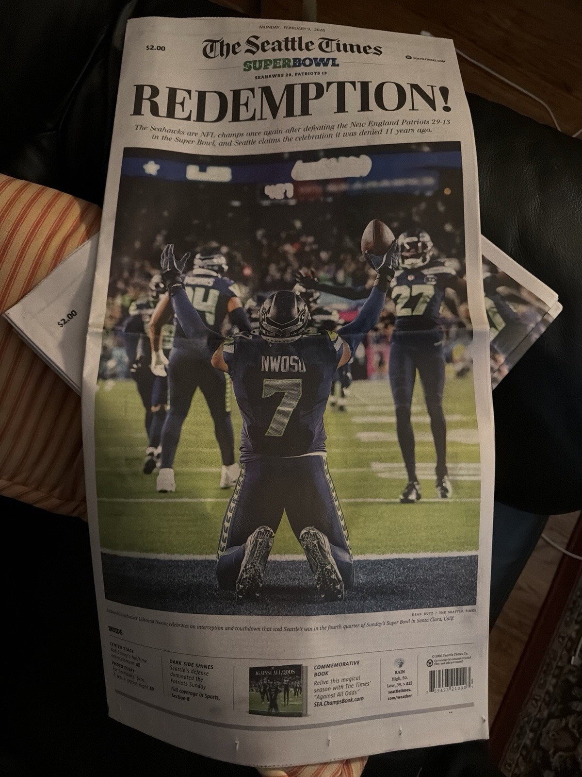 Seattle Times Seattle Seahawks SUPER BOWL LX CHAMPIONS Newspaper - 2/9/2026