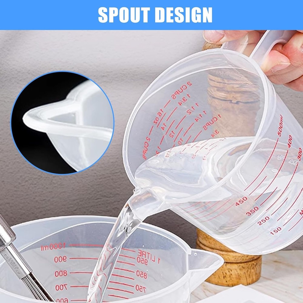 2 Pack Measuring Cup Set Includes 250Ml 1-Cup & 500Ml 2-Cup Plastic Liquid