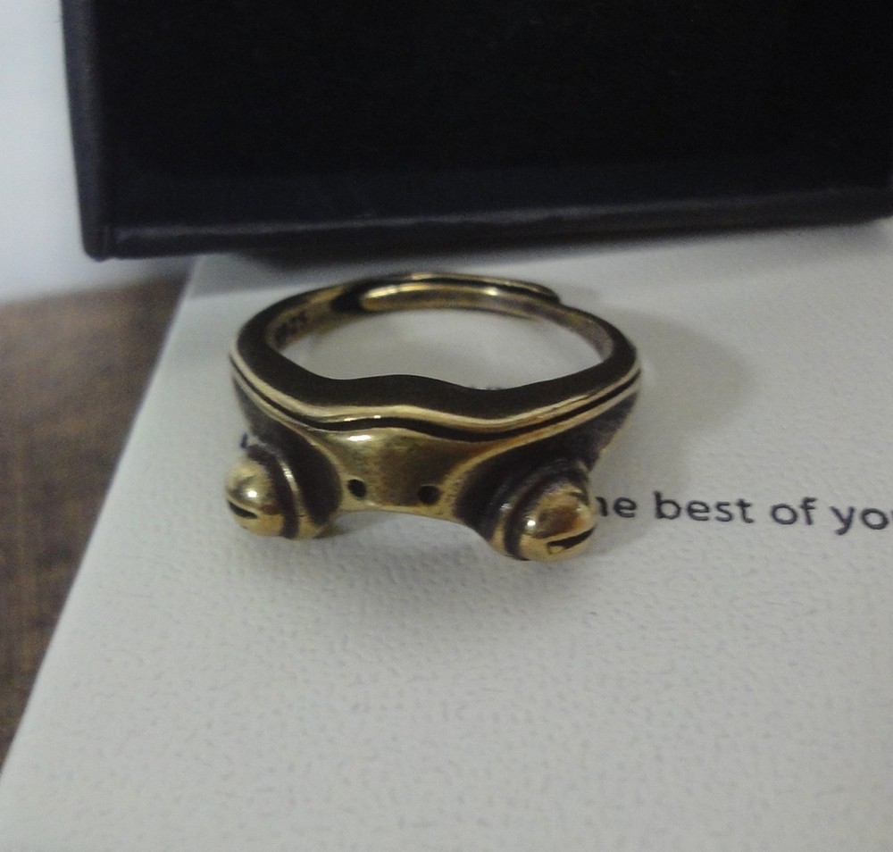 Retro Brass Frog Toad Statue Adjustable Ring US Size 6-8