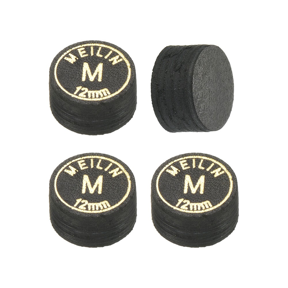12mm Billiard Stick Tips, 4pcs Medium Multiple Layer Billiard Accessories, Black