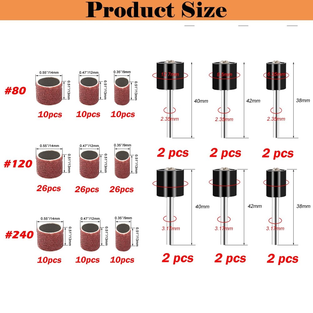 Sunxeke Sanding Drum Set for Most Rotary Tools-Includes 138