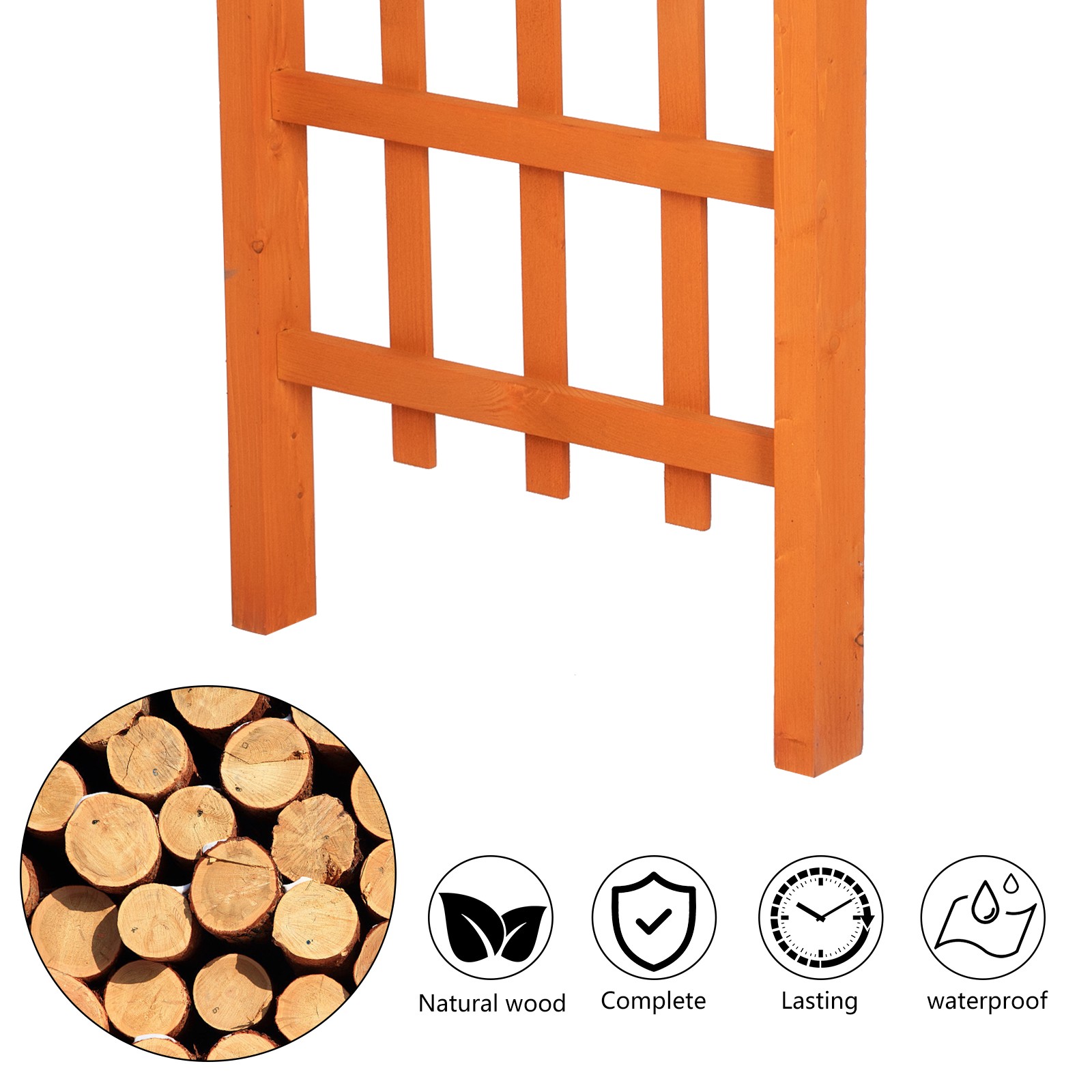 Outdoor Wooden Cedar Arbor Arch Pergola Trellis Garden Yard Lattice, Teak Color