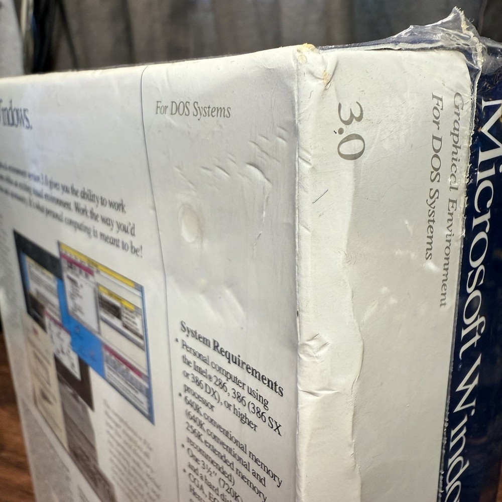 Factory Sealed Microsoft Windows 3.0 Vintage PC Software 3.5" 720K
