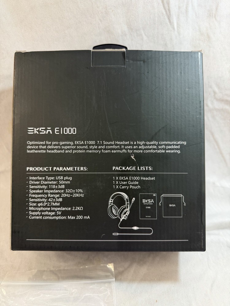Eksa E1000 USB Gaming Headset PS4 Mac PC W/leather Carry Pouch