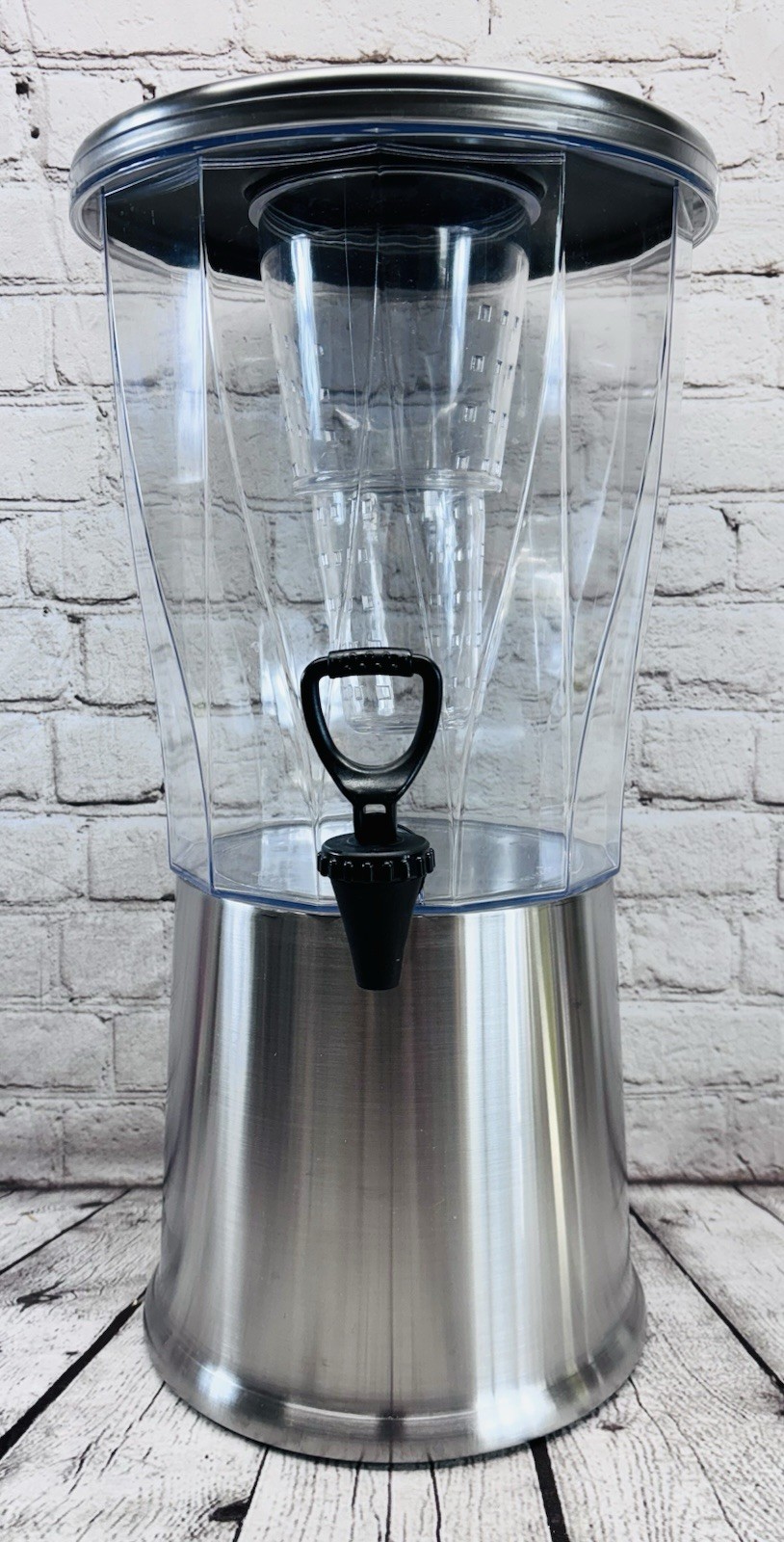 Service Ideas 3-Gallon Beverage Dispenser Stainless Steel Base Infuser Lid