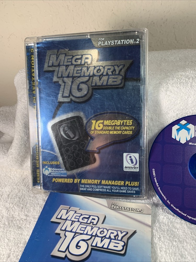Mega Memory 16MB Memory Manager (Playstation 2, PS2) Case Manual & Disc - Tested