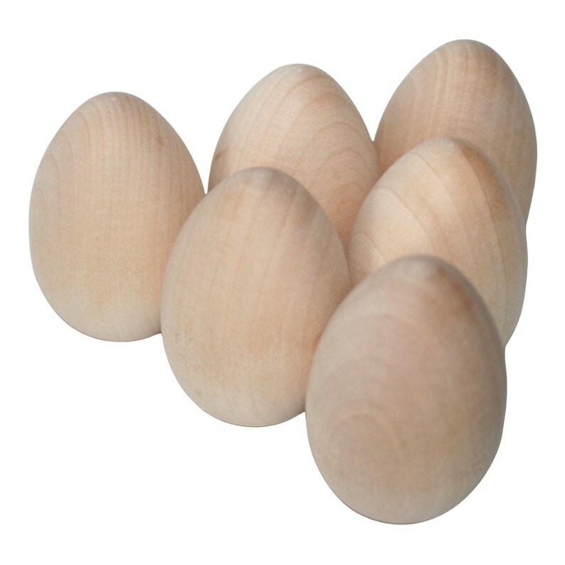 6- 2" Wood Egg Easter Egg Egg Decor Paint Eggs Pretend Play Natural Toy Easter