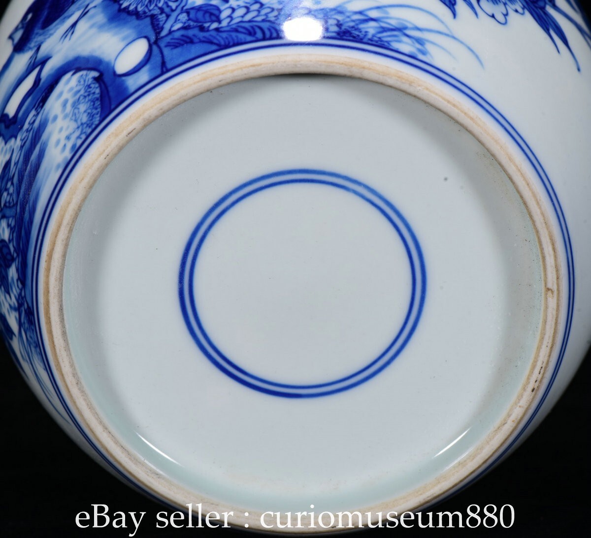 5.2" Chinese Qing Dynasty Blue White Porcelain Bird Flower Pattern Lid Pot Jar