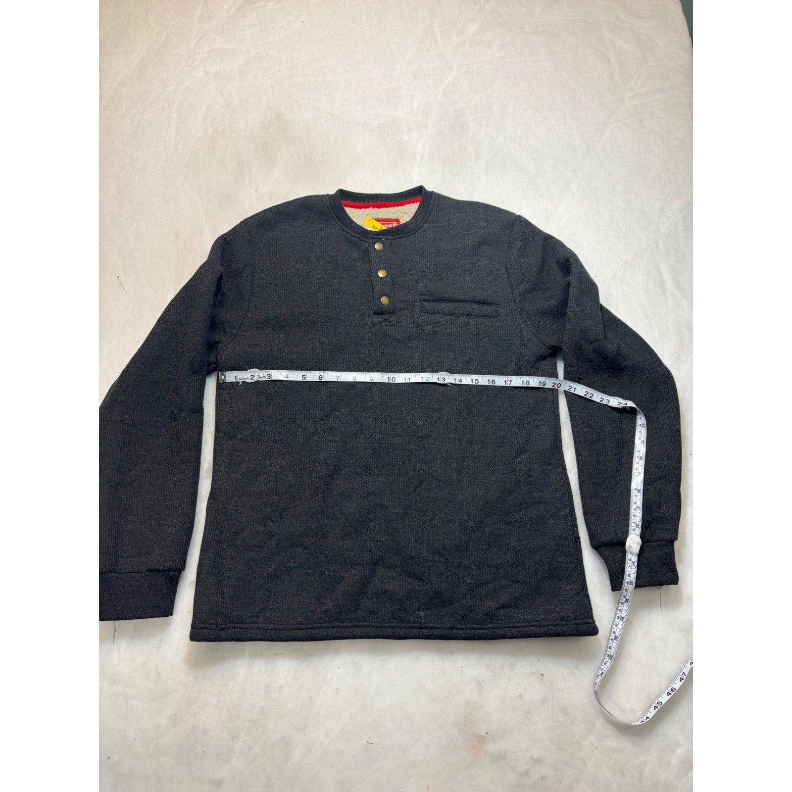 Coleman Sherpa Lined Henley Shirt Charcoal Gray Long Sleeve Mens Medium