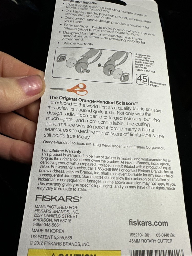 Fiskars 45mm Titanium Rotary Cutter New 2012