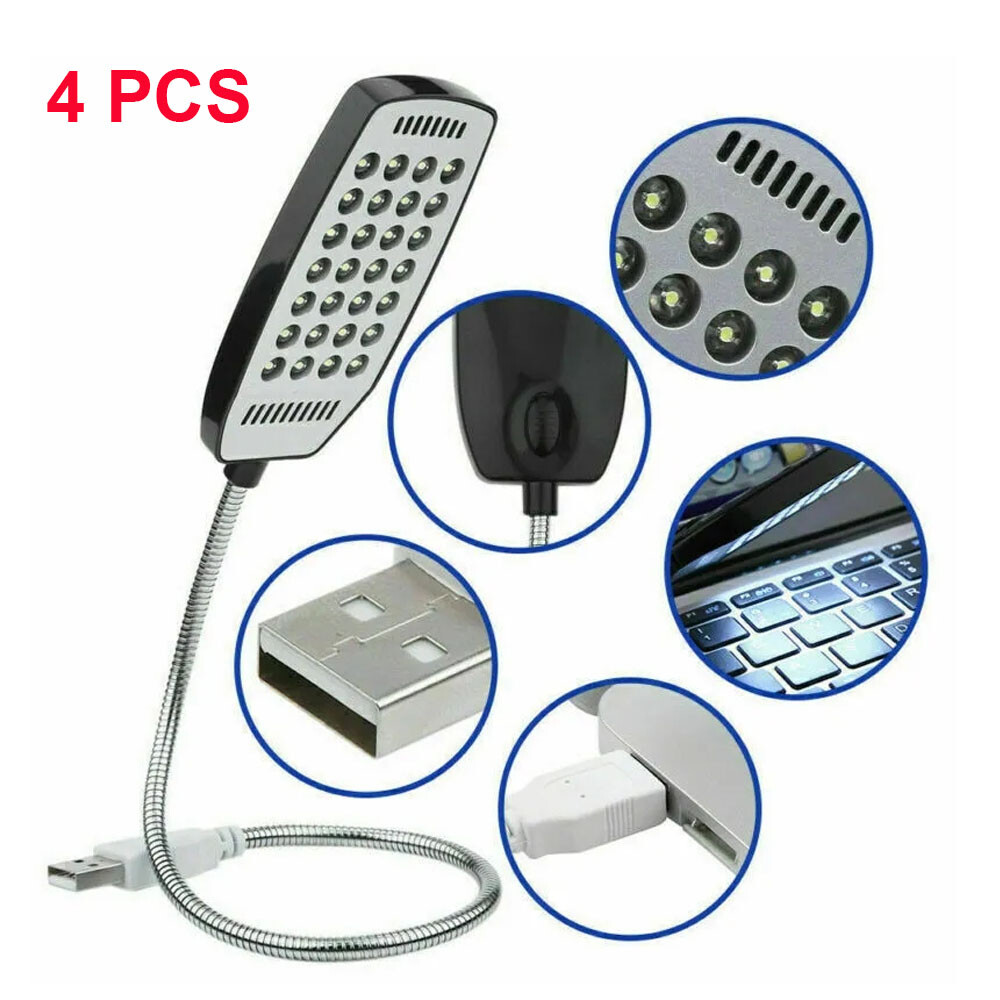 4Pcs Flexible 28LED USB Light Lamp For Laptop PC Computer Notebook Reading Light