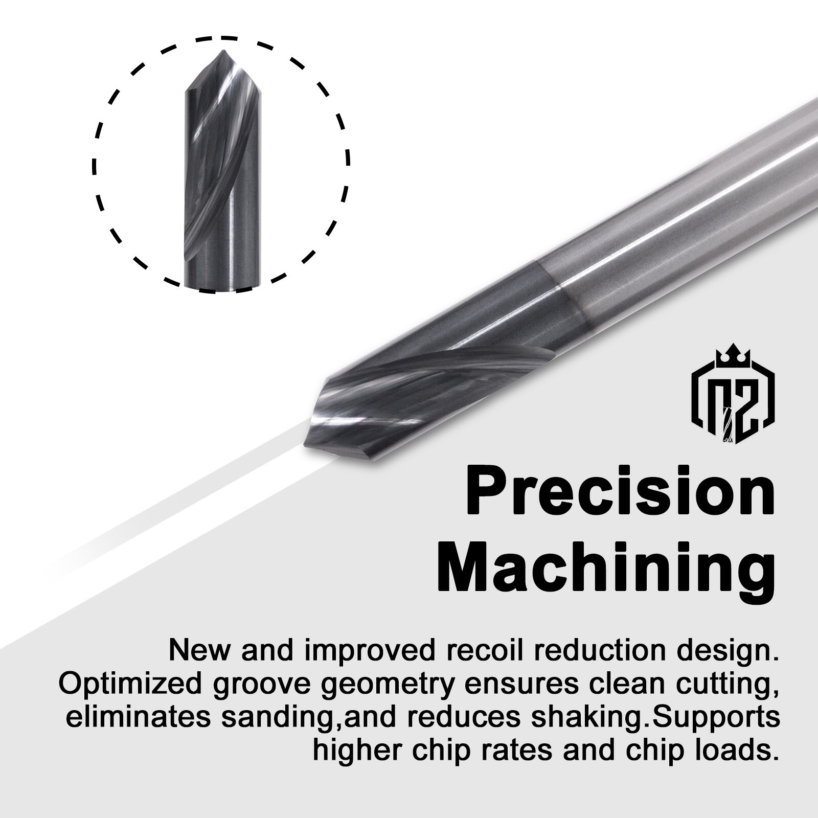 2PCS 2 Flute 3/8"x1"x2-1/2" 90 Degree Solid Carbide Spot Drill - AlTiN Coated