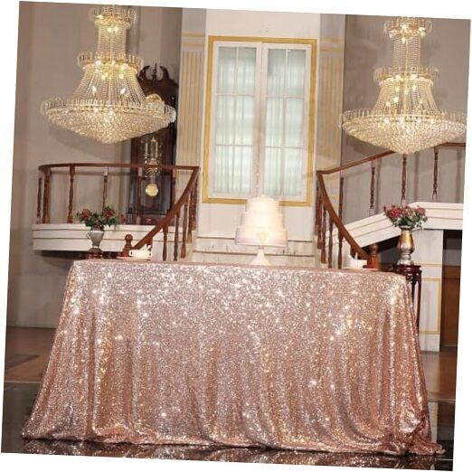 Sequin Tablecloth Rectangular 48"x72" Table 72" x 48" (Rectangular) Rose Gold