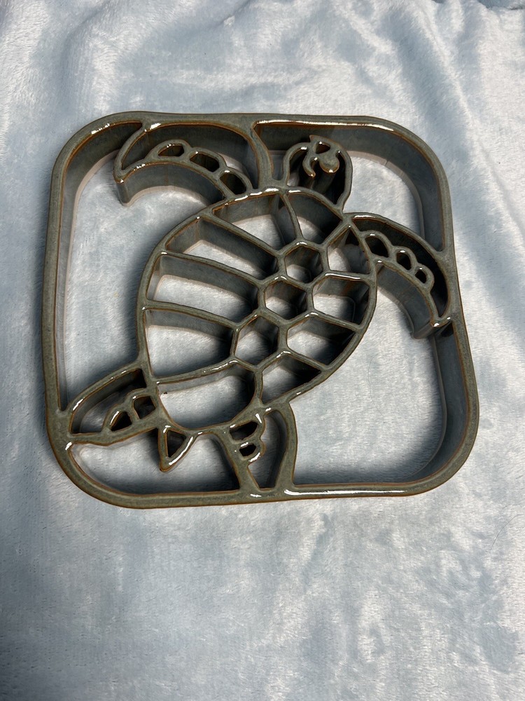 Square Turtle Trivet Stoneware/Ceramic Sea Life