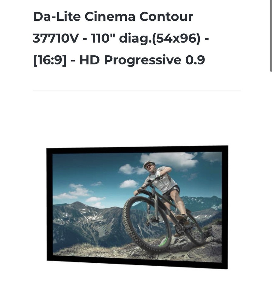 Da-Lite Cinema Contour 110” Fixed Frame Projector Screen HD Progressive 0.9