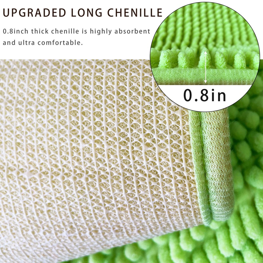 Eanpet Chenille Bath Mat Microfiber Floor 15.3" x 23.2" (Rectangular), Green