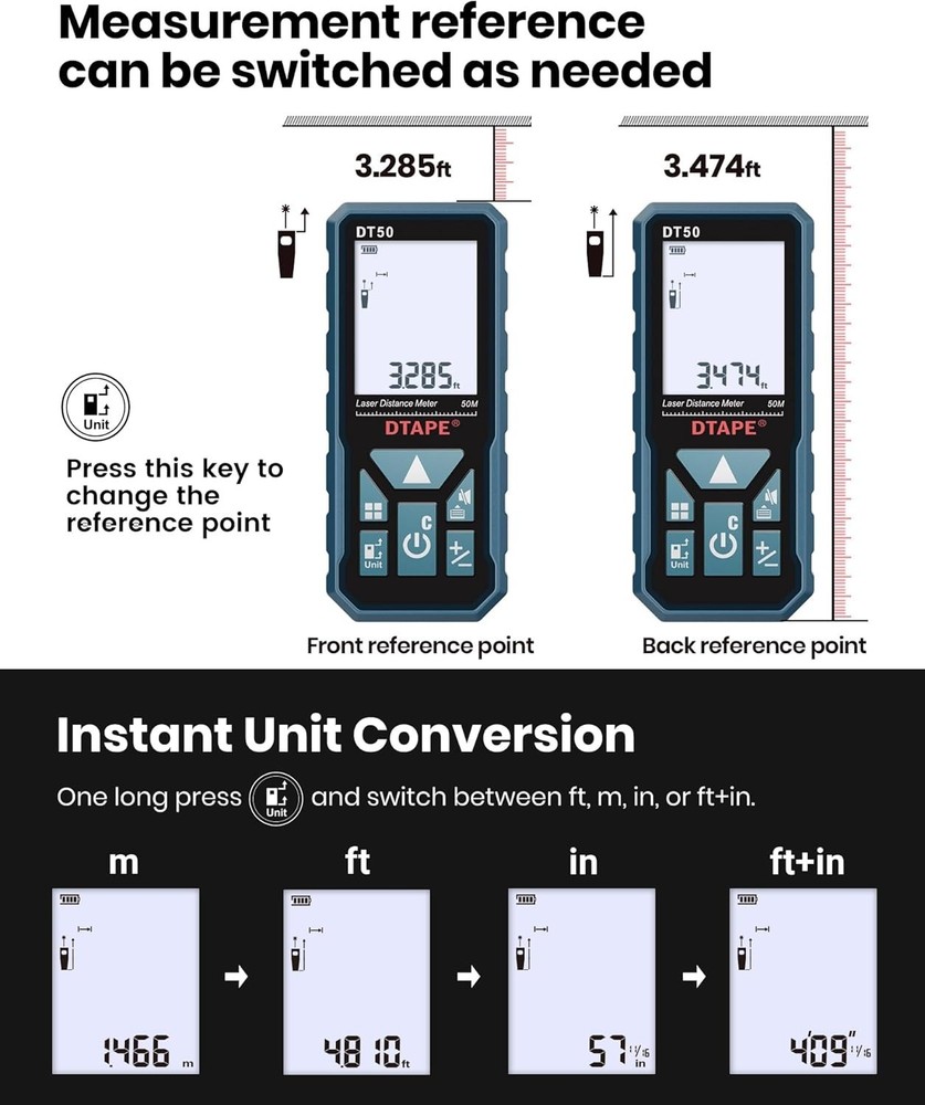 High-Accuracy Laser Measure 330ft Range