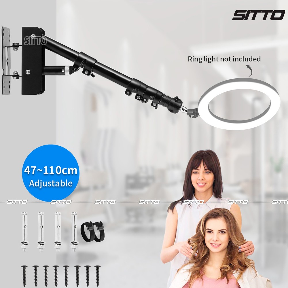 2x 43" Triangle Wall Mount Boom Arm Stand Adjustable For Extensions Ring Light