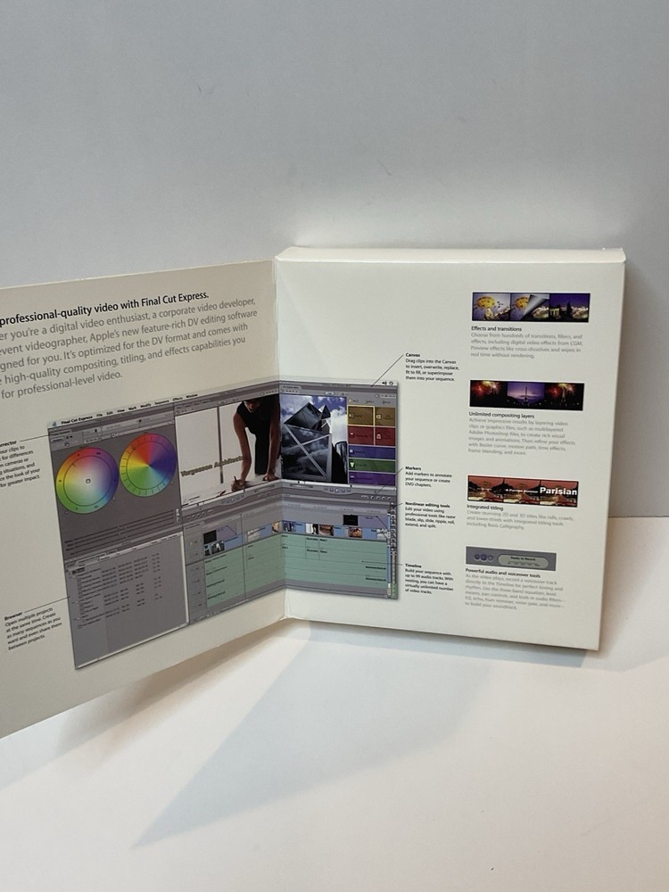 Vintage Apple Mac Final Cut Express Software Editor Version 1.0