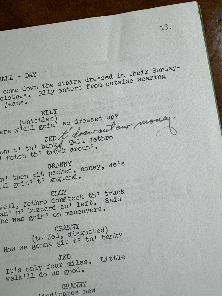 Original THE BEVERLY HILLBILLIES Tv Script - A Bundle For Britain 1968