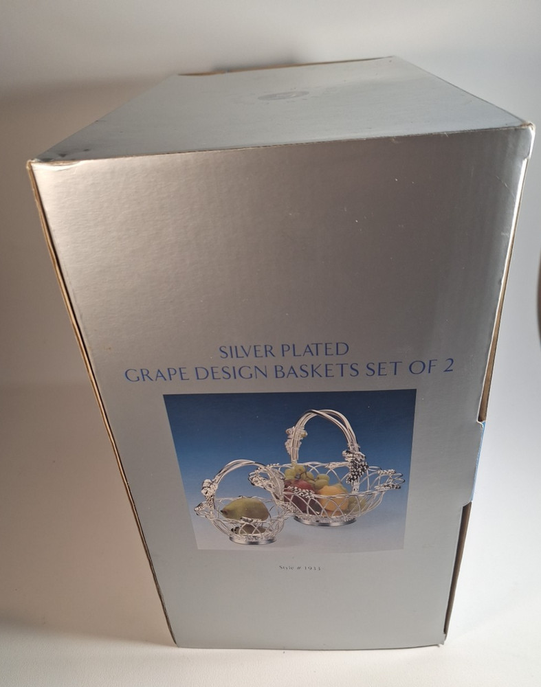 GODINGER Silver Art Co. Silver Plated Grape Design Round Basket