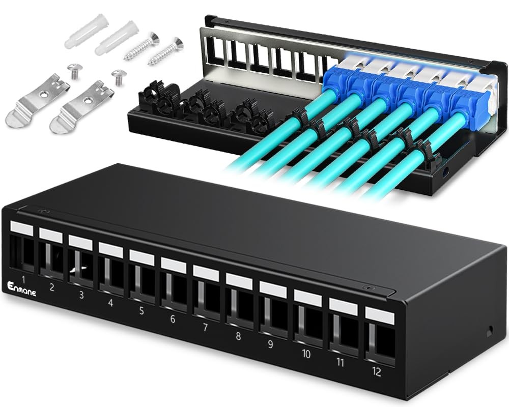 Patch Panel 12 Port Blank Keystone Patch Panel STP&UTP Compatible with LC/SC/...