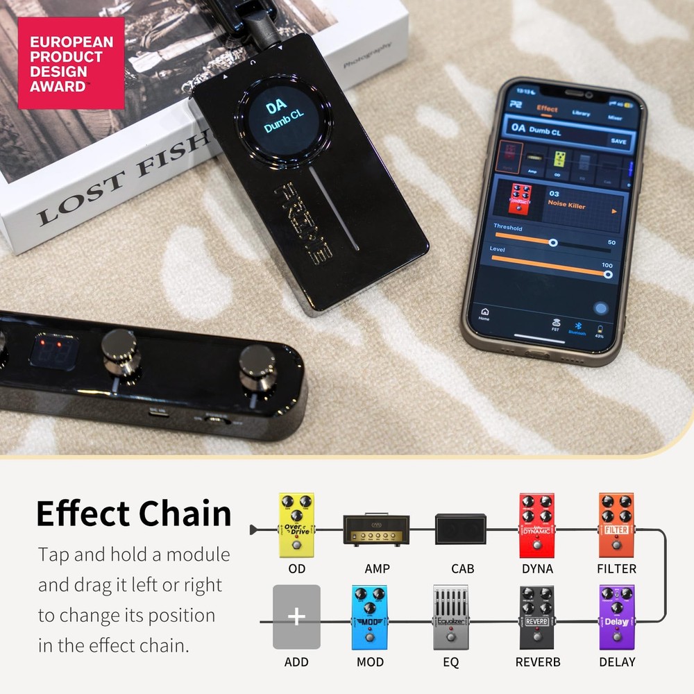 MOOER P2 Multi-Effects Pedal Processor, Electric Guitar Pedals with Amp MIDI Loo