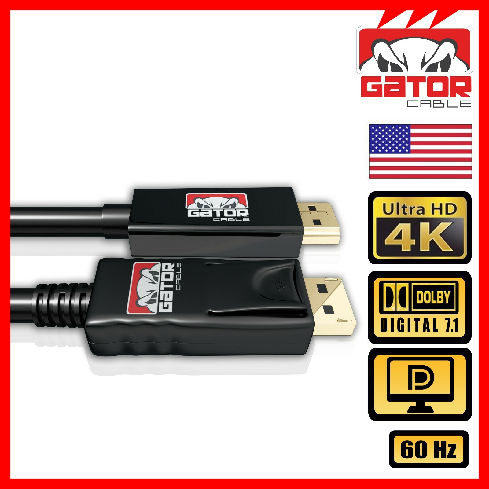 4K Display Port DP to HDMI Cable 60Hz 2160P 25.92Gbps HDR Audio Video Adapter PC