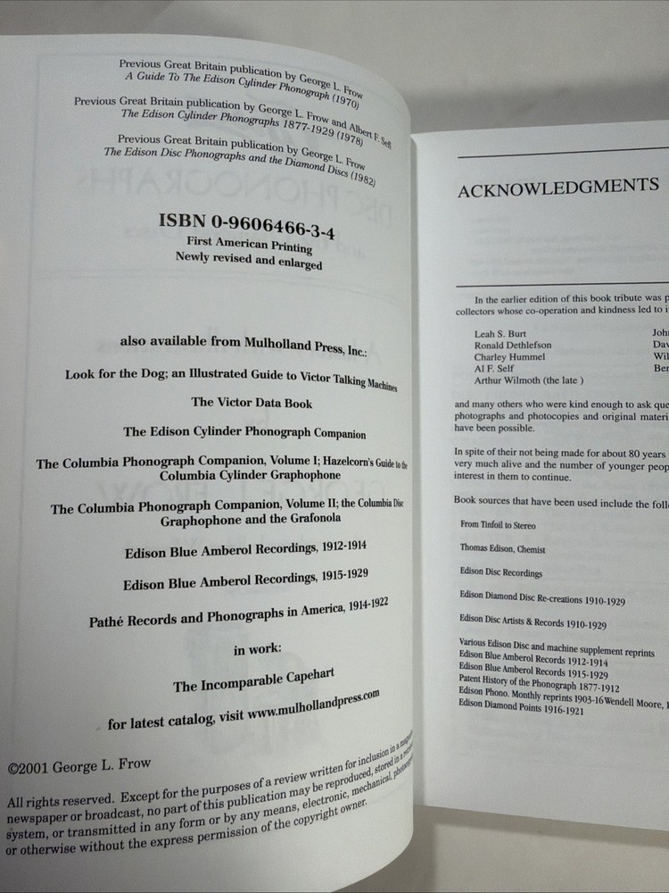 Edison Phonograph Disc ID$ Book 1908-Up Cabinets MORE