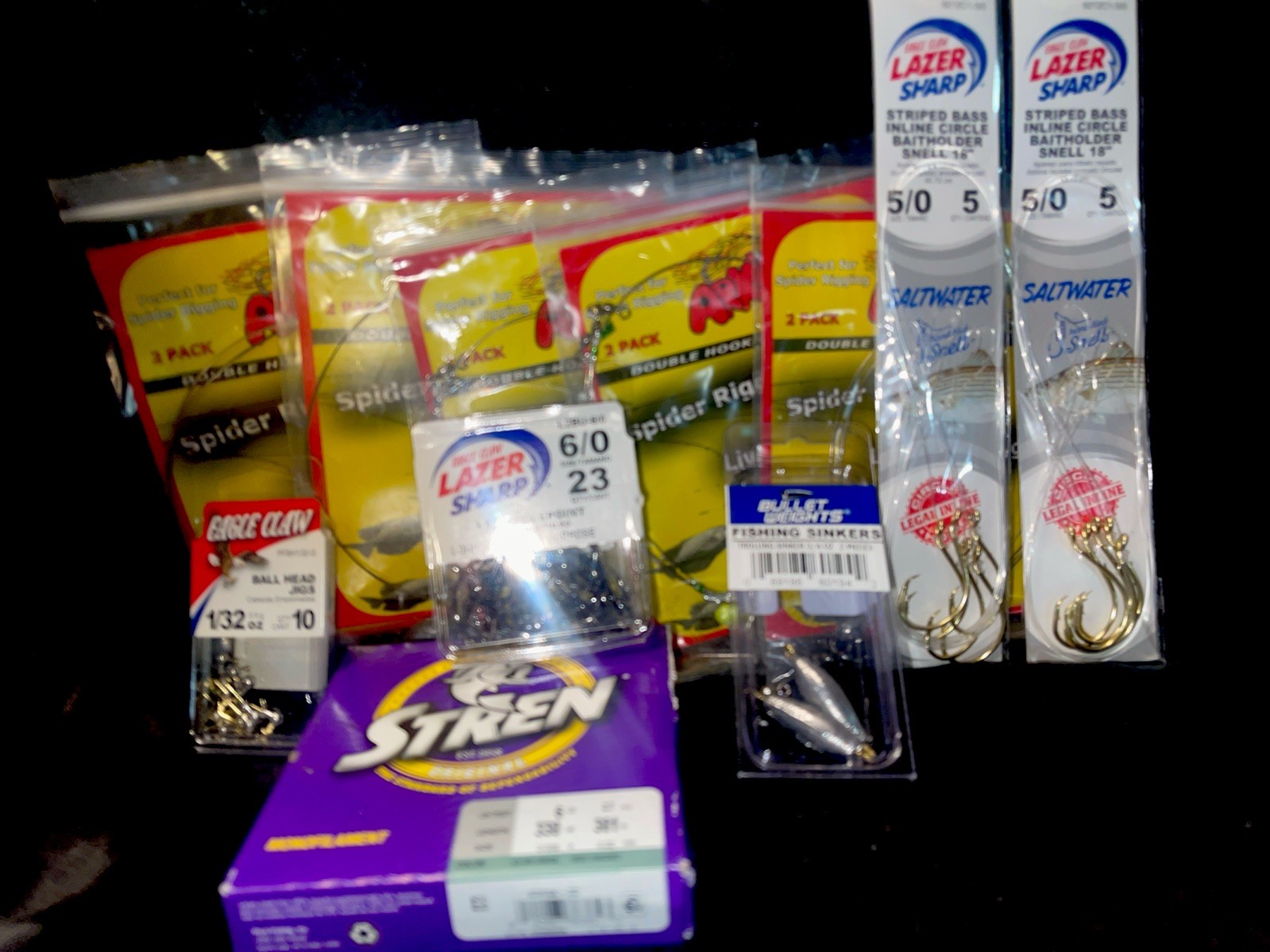 Fishing Bundle Lot Of 11+ Fish Tackle & String Lot New Lazer Sharp Stren Jig