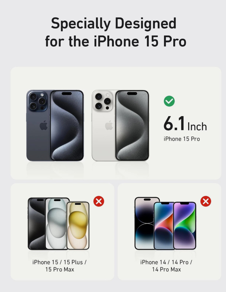 Anker Screen Protector for iPhone 15 Pro Tempered Glass, Durable and Drop-Proof