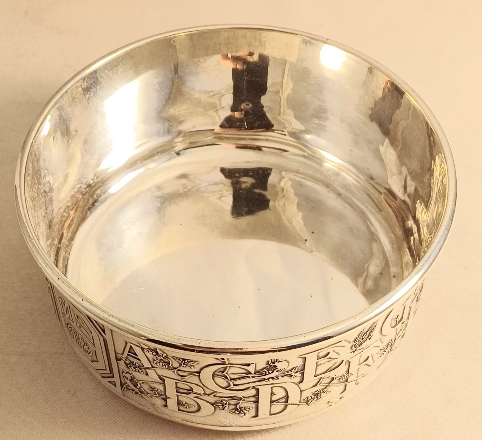 Vintage Kerr Sterling Alphabet w/ Birds & Flowers 2 piece Baby Bowl & Plate