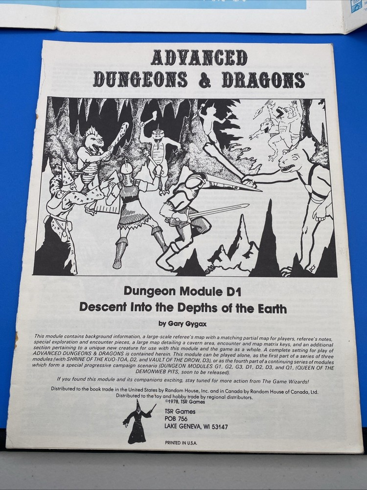 ADVANCED DUNGEONS & DRAGONS DUNGEON MODULE D1 D2 D3 COMPLETE MODULE SET TSR 1978