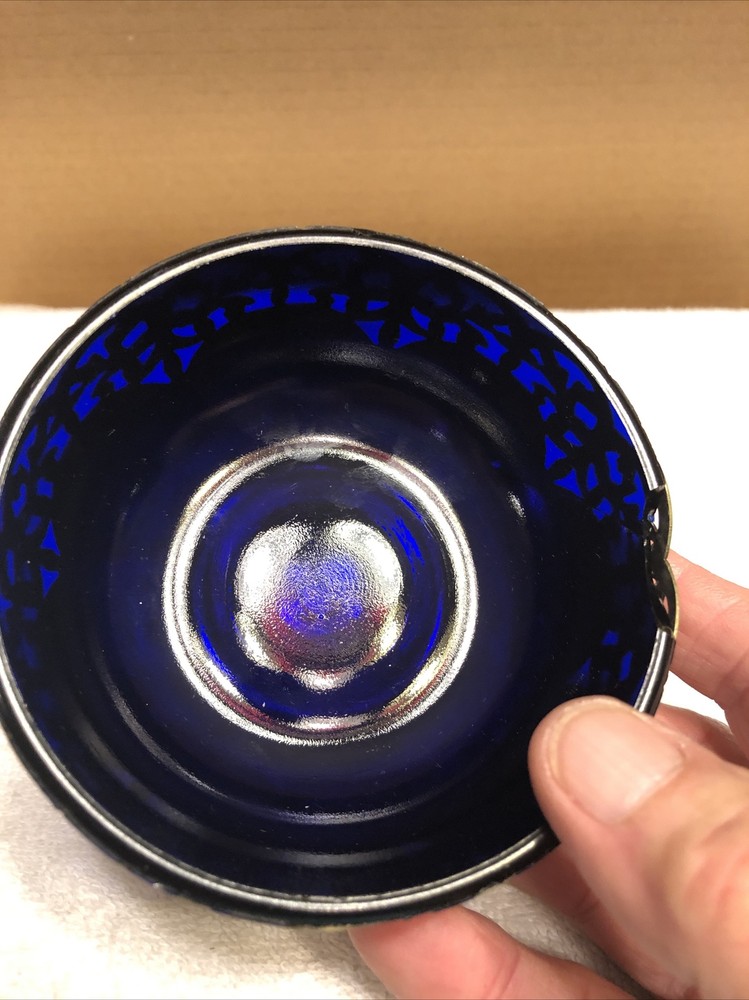 William Adams silver plated stand with blue glass bowl