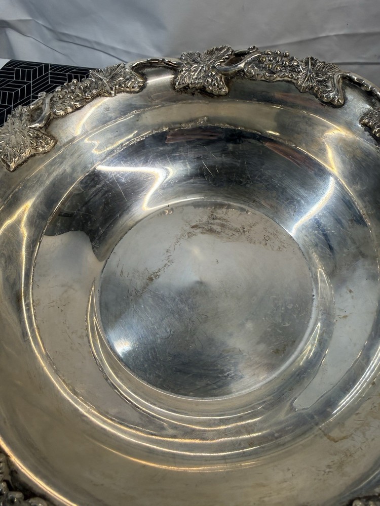 Vintage Silver Tone Grapevine Bowl - NOT SILVER -