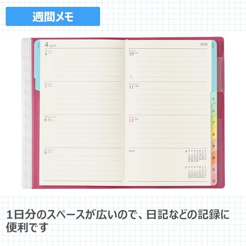 NOLTY 2202 Pagem Weekly Compact - iMemo Monday (Raspberry)