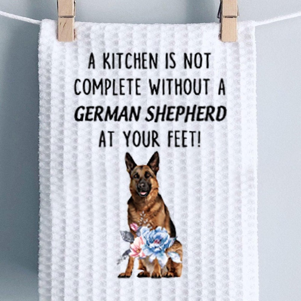 PWHAOO German Shepherd Kitchen Towel A Kitchen is Not Complete Without A Germ...