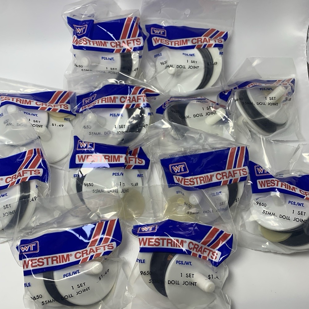 12 Pkgs Westrim 3 Piece 55mm JOINTS for DOLL and BEAR Making