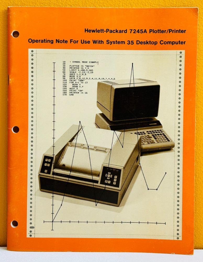 HP Agilent 07245-90008 1979 HP 7245A Plotter/Printer Operating Note Manual.