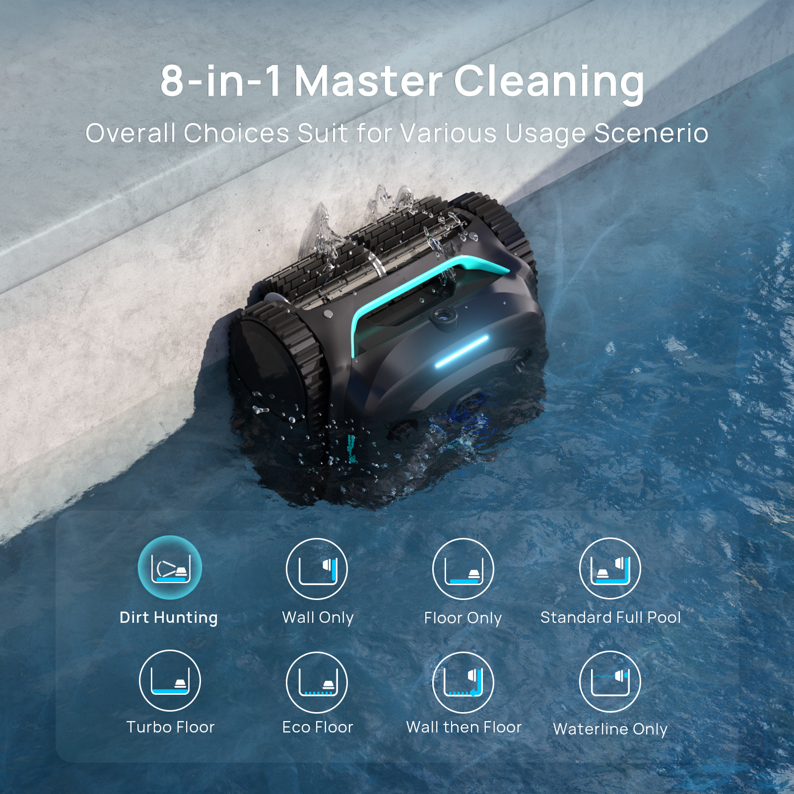 WYBOT C2 Vision Pool Robot Vacuum, Debris Detection with AI Camera,8-in-1 Master