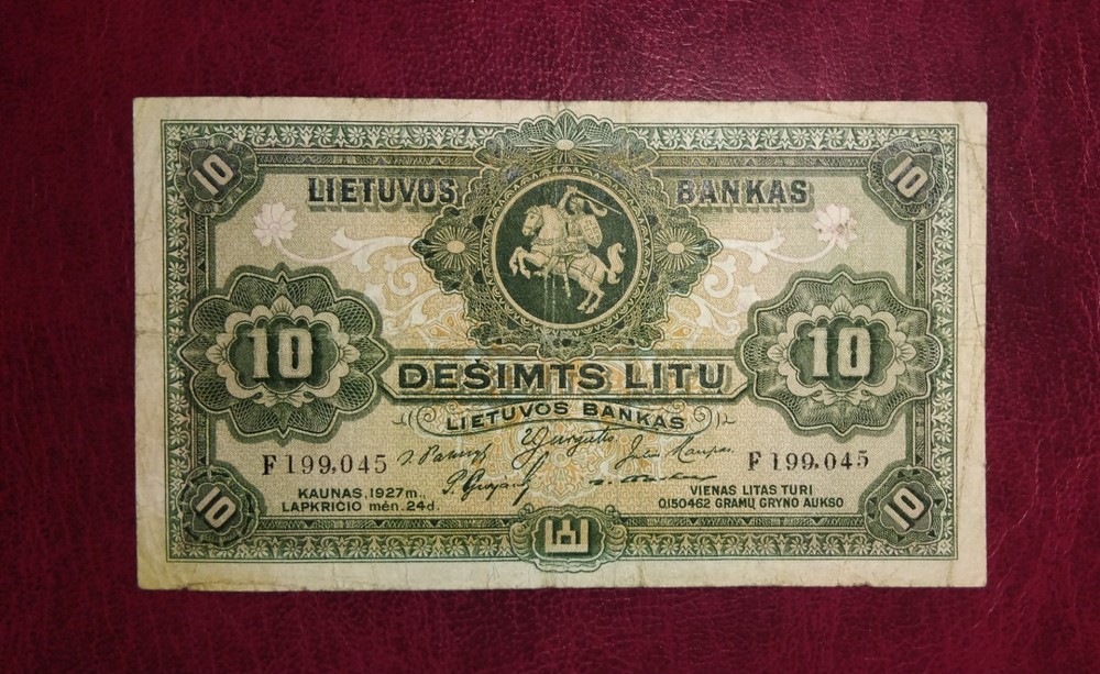 Lithuania 10 litu banknote,1927year,normal condition