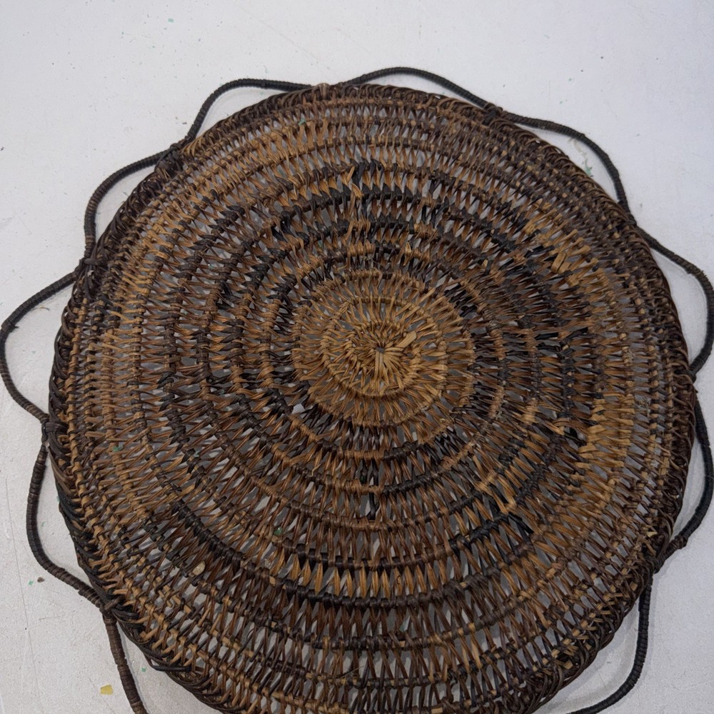 Brown &Tan Rattan Boho Wall Decor – Round Flat Wall Decor