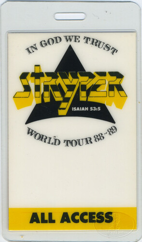 STRYPER 1988-89 Laminated Backstage Pass All Access
