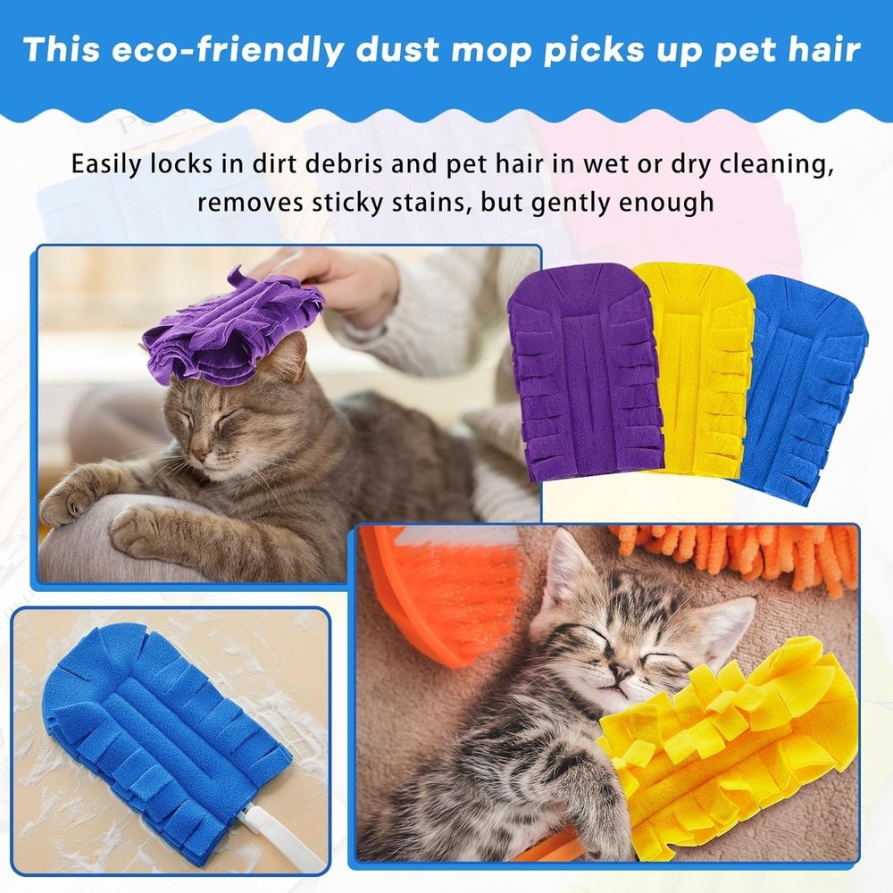 3 Pcs Duster Refill Reusable Fleece Duster Refills Feather Flat Dusters Multi...
