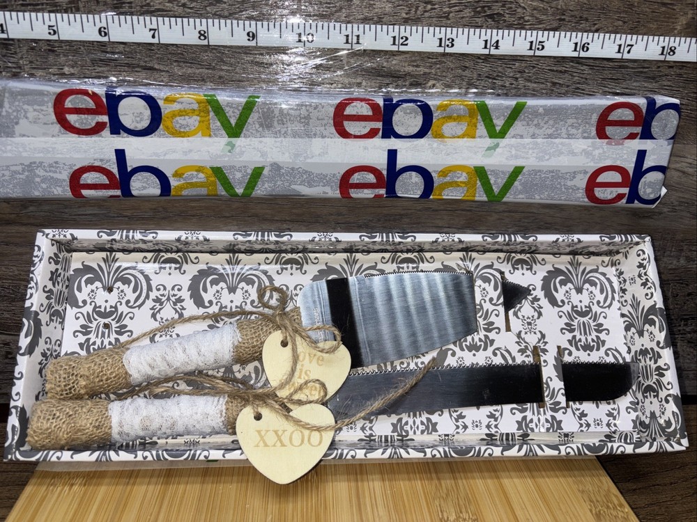 Cake Cutting Set for Wedding, Rustic Cake Knife and Server Set with Thickened