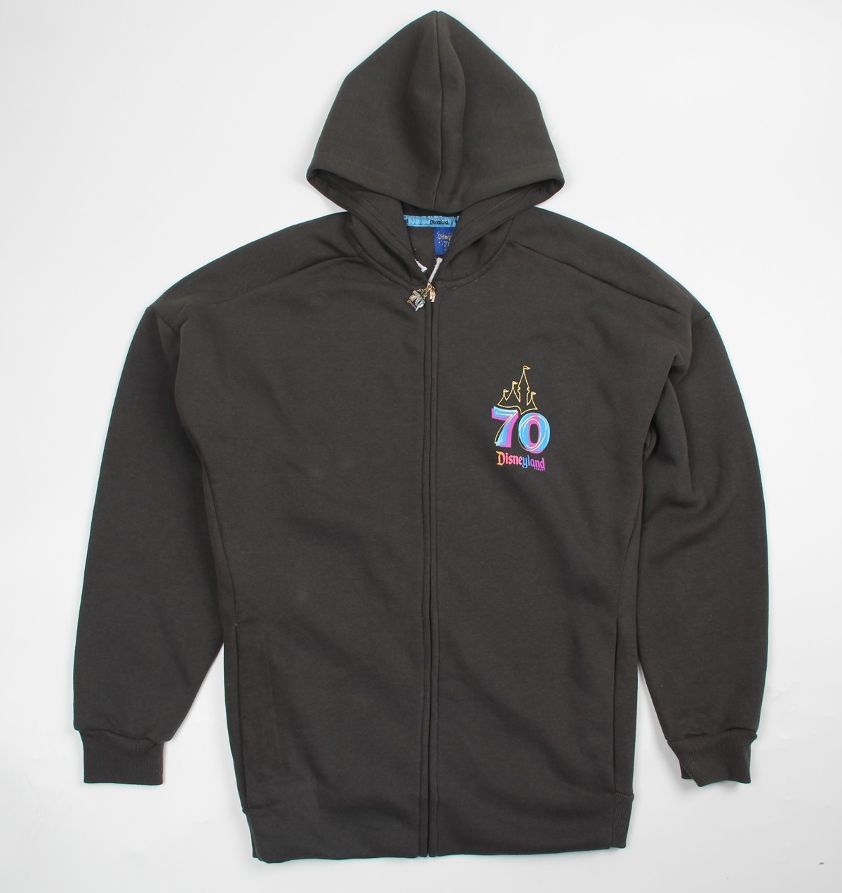 Disney Parks Disneyland 70th Anniversary Black Zip-Up Hoodie Size M