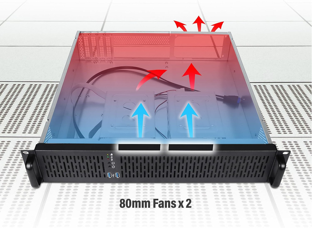 2U Server Chassis Rackmount Case, 4X 3.5 Bays, 2X 2.5 Devices, Micro-Atx Compati