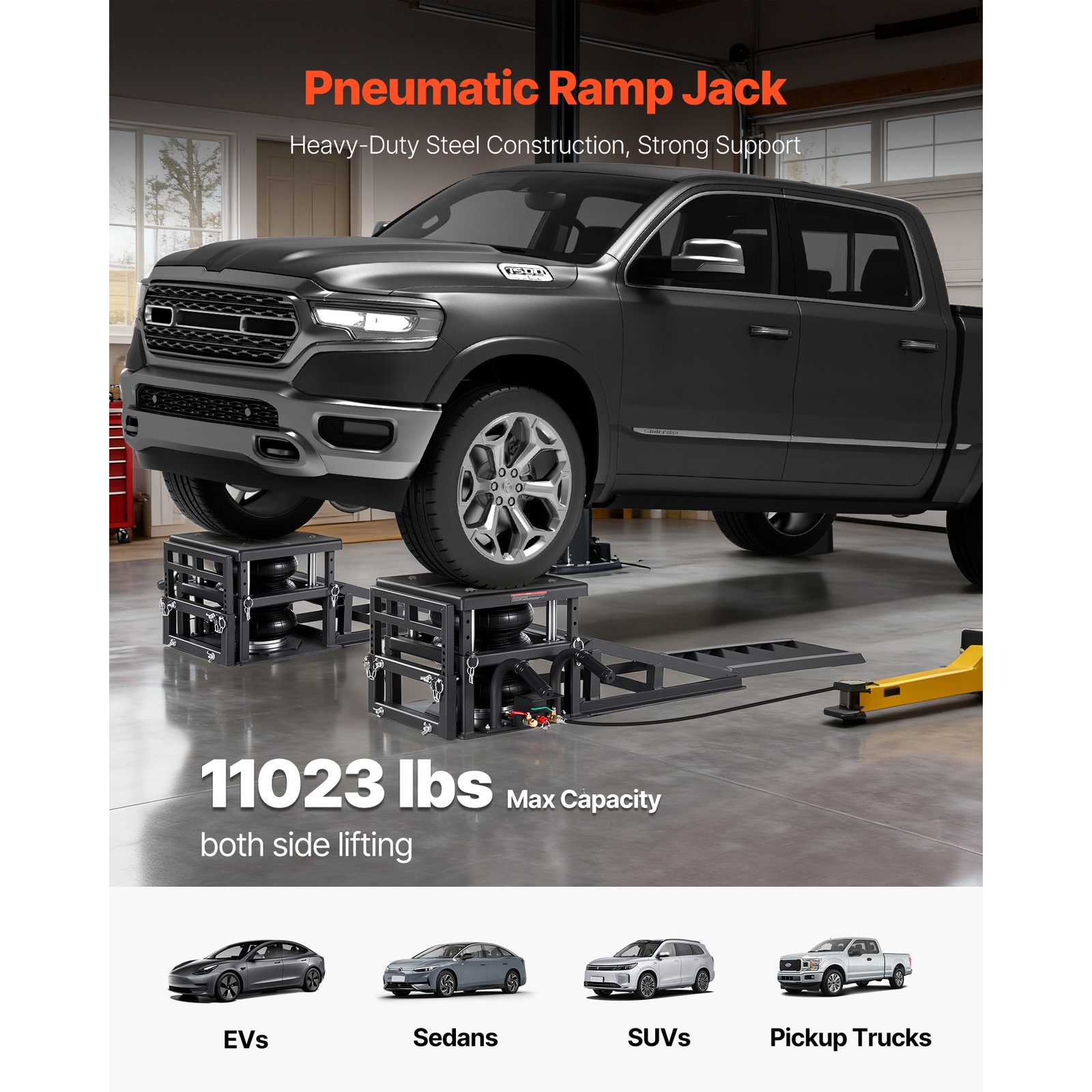 Uimoso 2 Pack Air Portable Car Lifts 11023 lbs Capacity Pneumatic Ramp Air Jacks