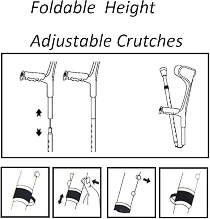 AngleMAX Mobility Black Folding Forearm Crutch, Adjustable Lightweight Aluminum