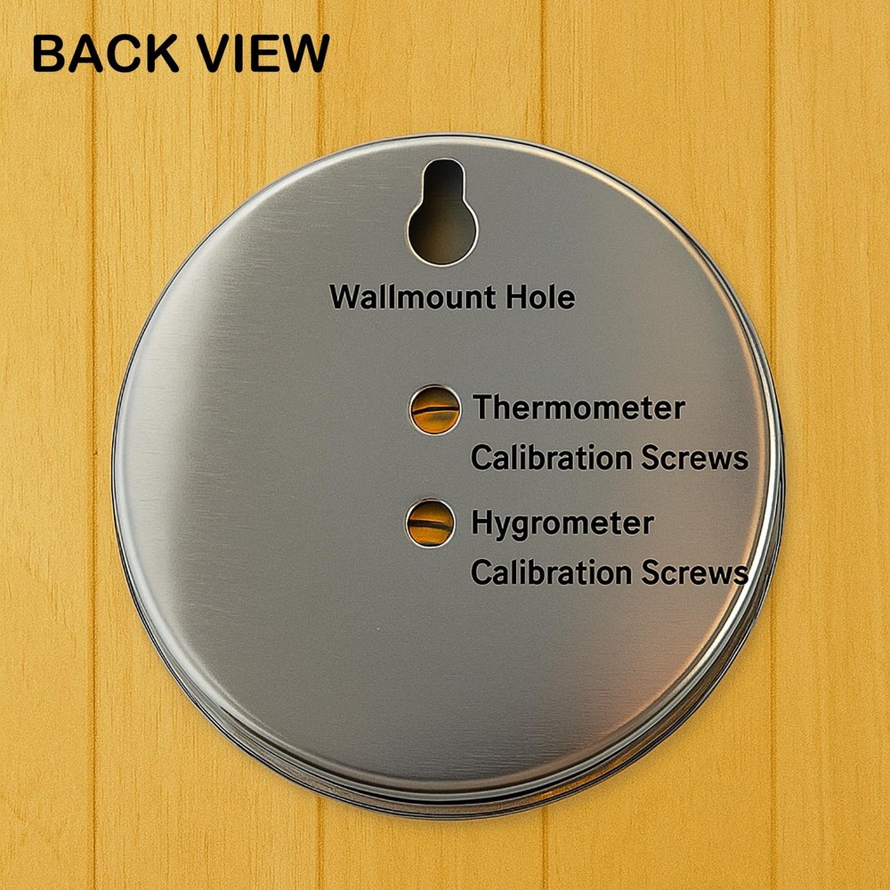 Sauna Thermometer and Hygrometer Combo – Precise Temperature & Silver